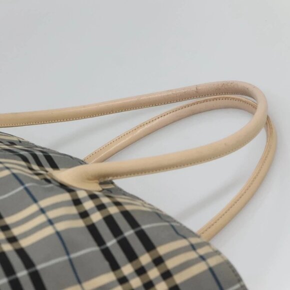 BURBERRY Nova Check Blue Label Tote Bag Nylon Blue Silver Auth th6084 - Picture 9 of 16